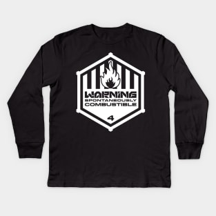 Warning: Spontaneously Combustible Kids Long Sleeve T-Shirt